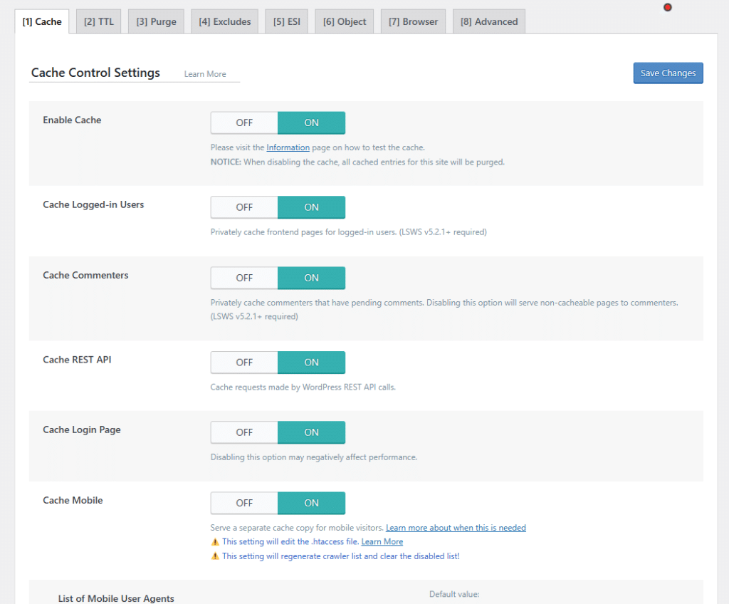 LiteSpeed Cache Screenshot