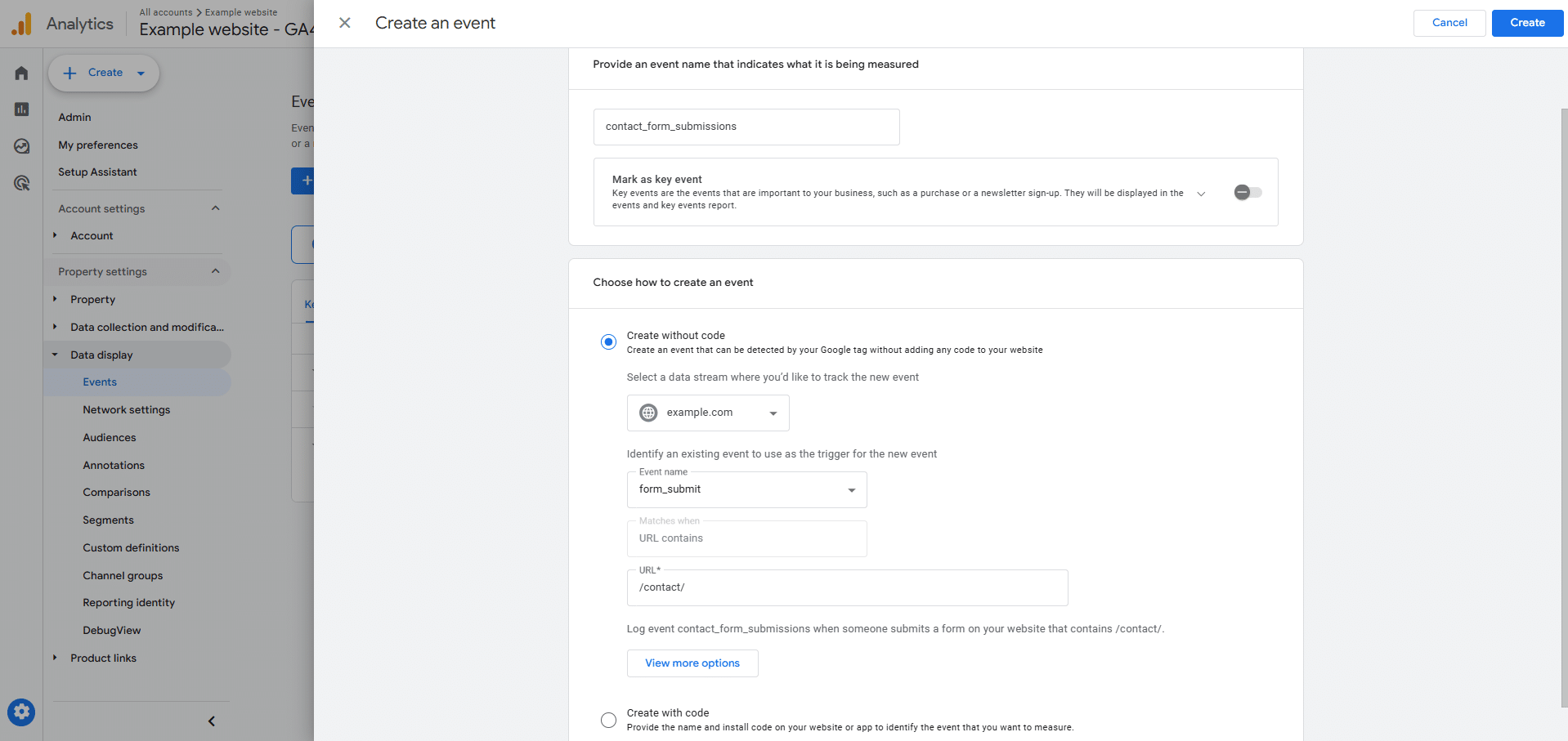 How to create an event in google analytics Step 2