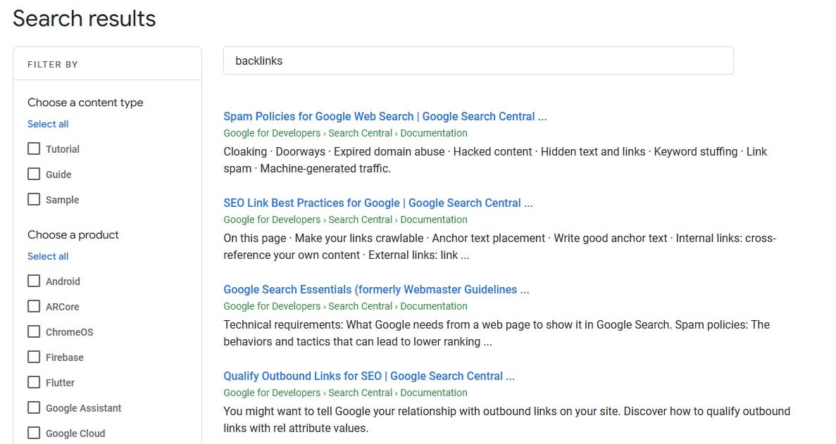 Google Search Central knowledgebase articles on backlinks
