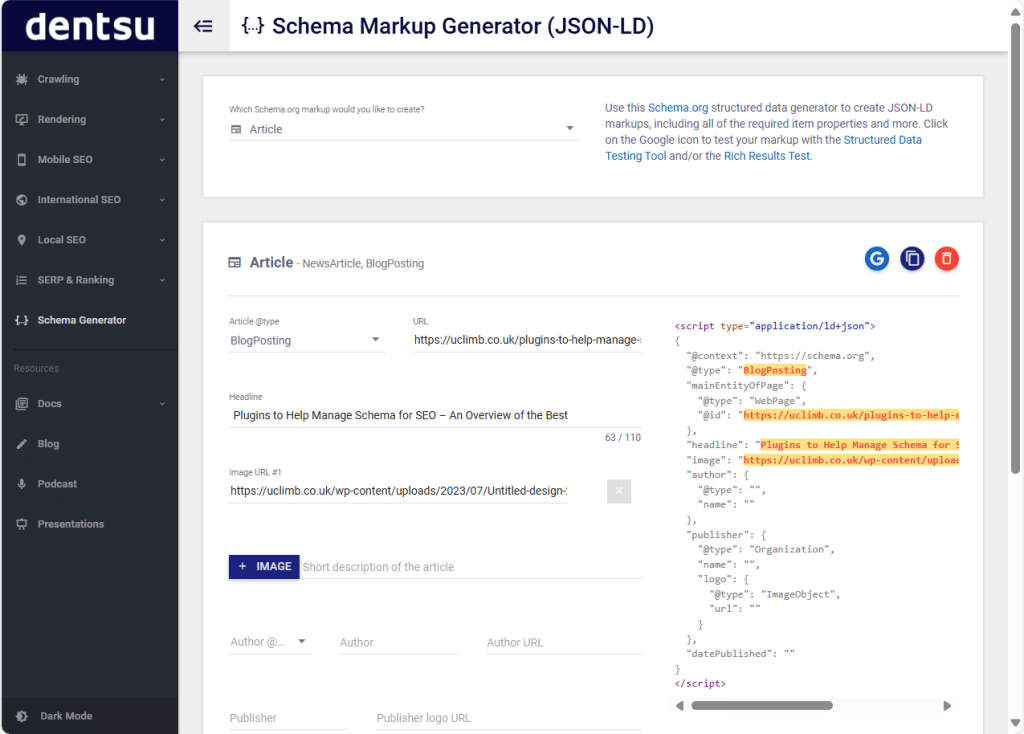 Merkle s Schema Markup Generator